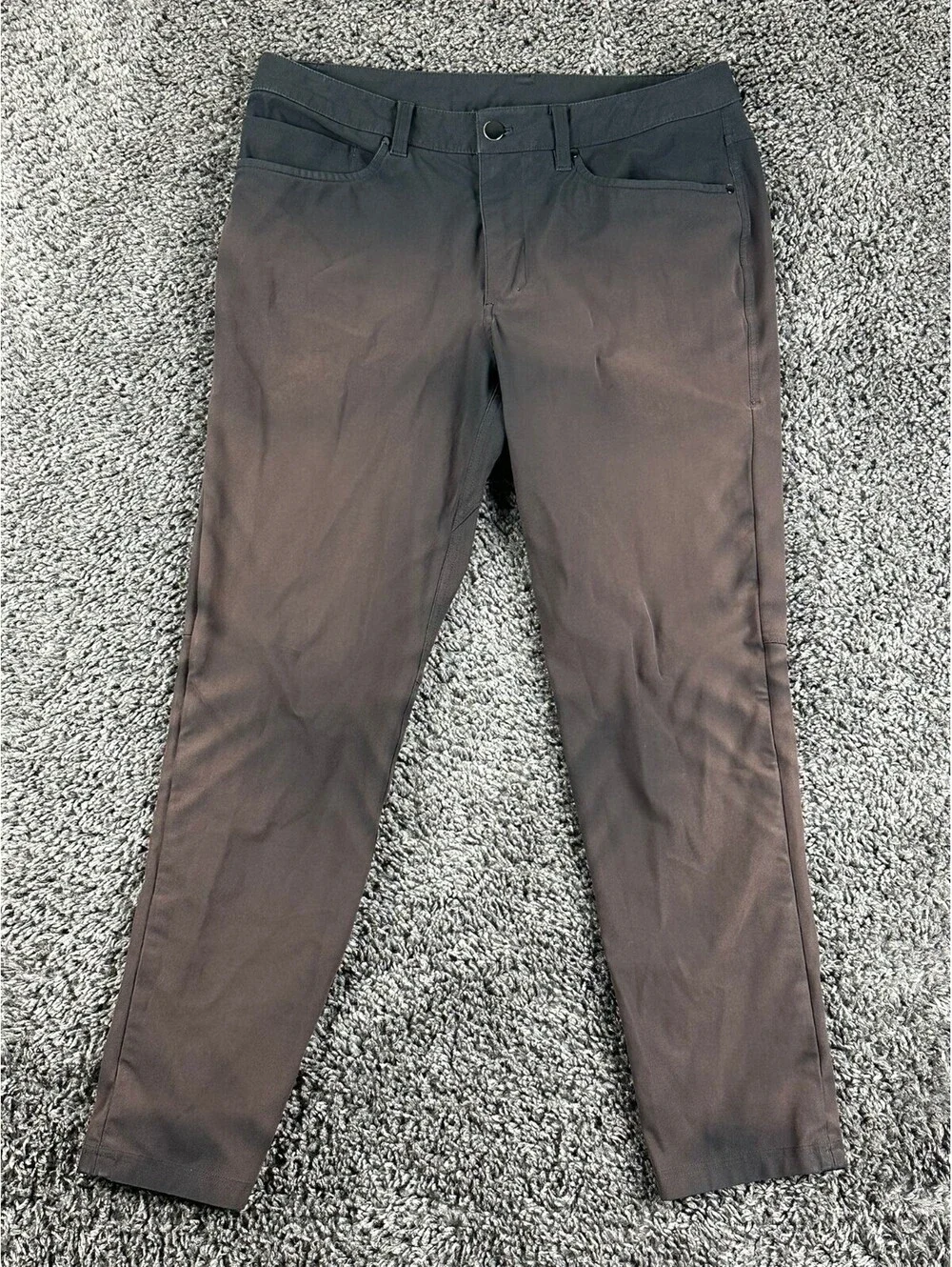 Lululemon ABC Slim-Fit 5 Pocket Pants Mens Black Warpstreme Trousers Sz 31x28